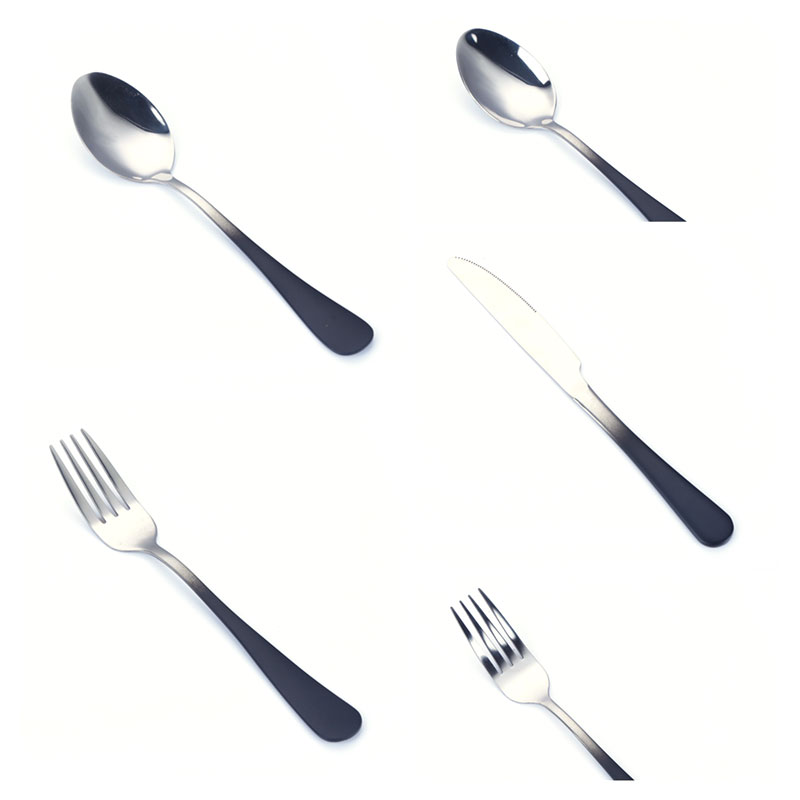 Vajilla negra Titanium-plateada del hotel que cena juegos del cuchillo de la tenedor de la cuchara de sopa